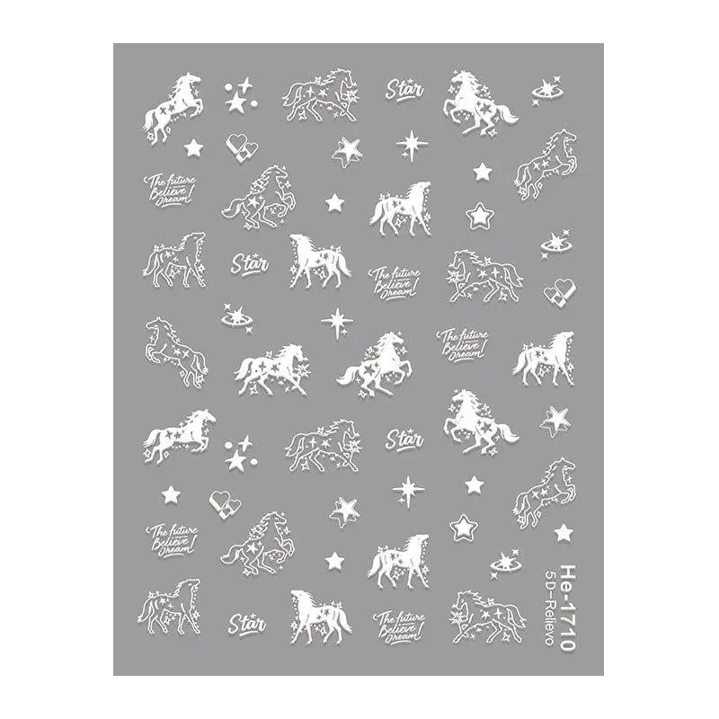 Cute Cartoon Pony Nail Stickers DIY Nail Stickers Nail Decorations Accessories Year Of The Horse Nail Appliques Art Sticker Peaceful Pleasures Health and Wellness A3