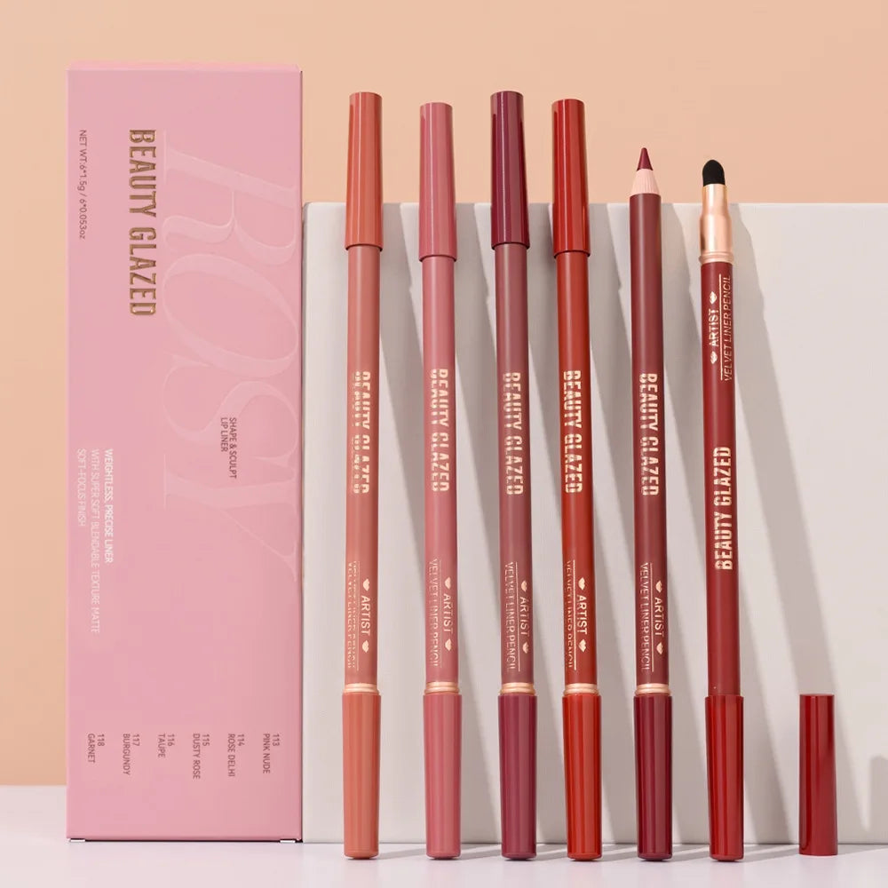 6-Piece Matte Dual-Ended Lip Liner Set – Long-Lasting, All Tones