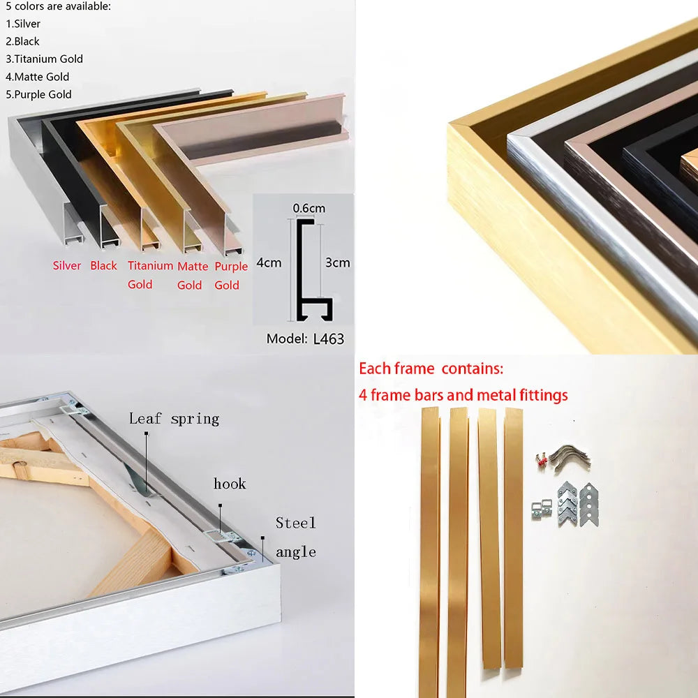 Metal material, Modern Fashion, Luxury, DIY, Large size, Aluminum Alloy, Used for Mounting Oil Paintings,Wall Art, Posters Peaceful Pleasures Health and Wellness
