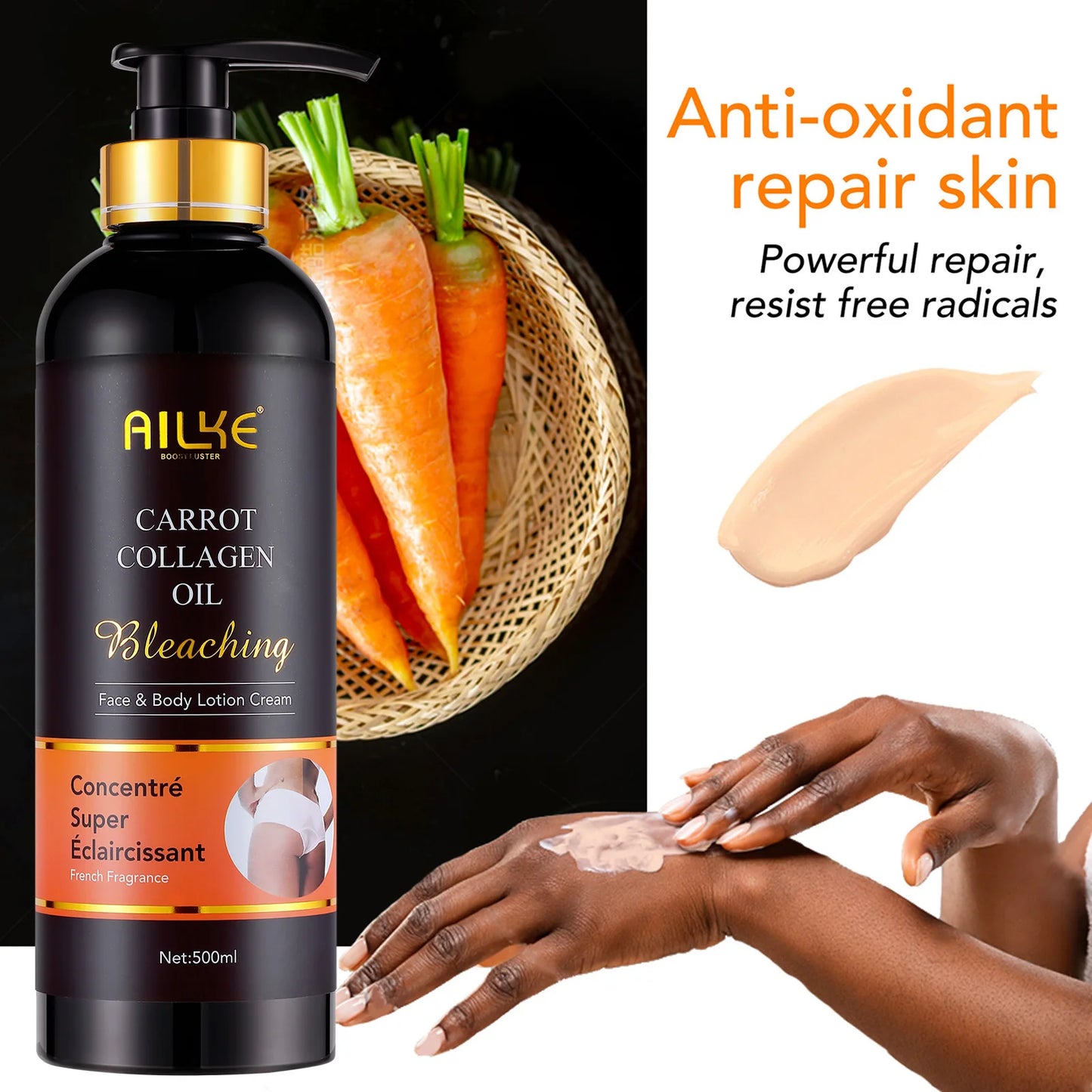 AILKE Brightening Body Lotion | Collagen & Carrot Oil 500ml