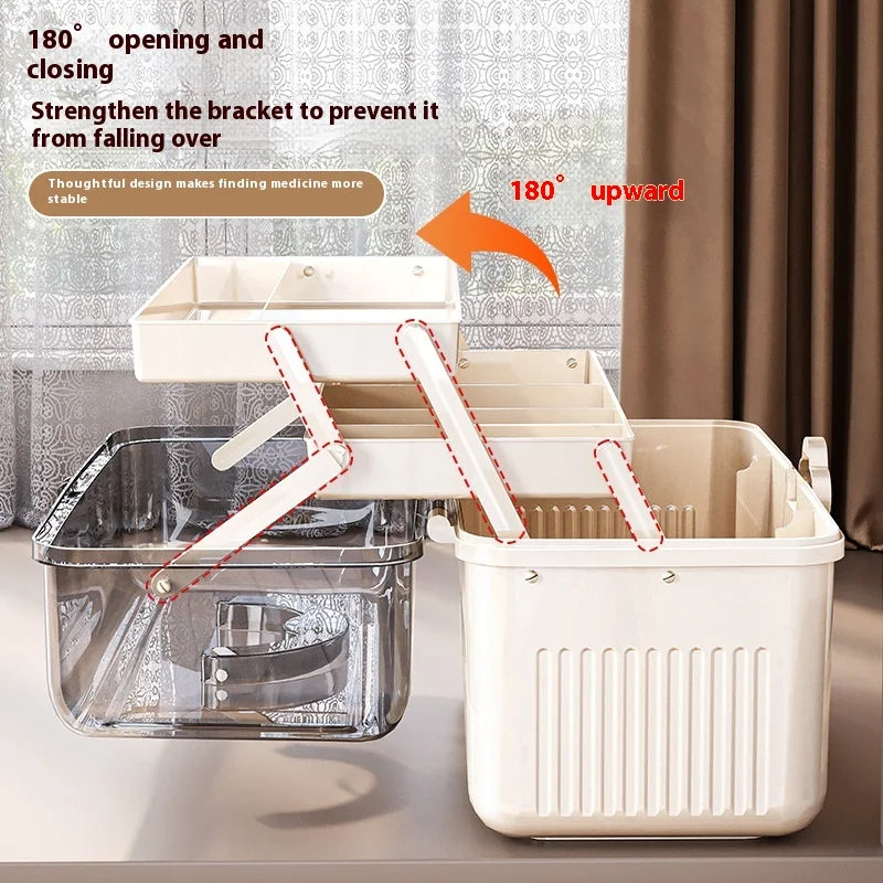 3-Tier Transparent Medicine Organizer - Large Capacity First Aid Storage Box for Home, Travel & Emergency Use Peaceful Pleasures Health and Wellness