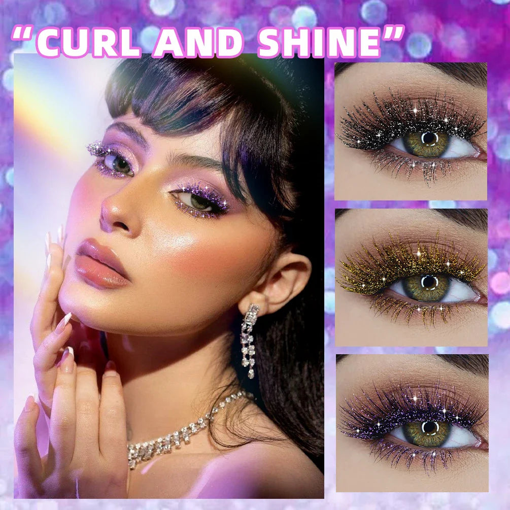 QiBest Glitter Mascara Silver Gold Purple – Waterproof 3 Colors