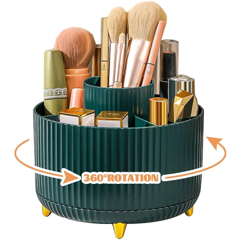 5 Slot 360° Rotating Makeup Brushes Holder Organizer Multi-Functional Desk Storage Cosmetics Storage for Vanity Desktop Bathroom Peaceful Pleasures Health and Wellness