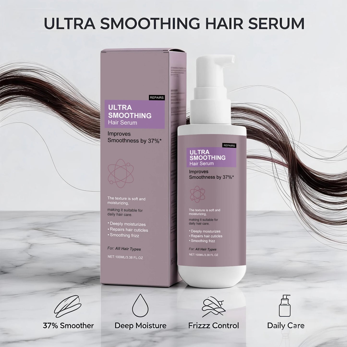 37% Smoothing Hair Serum for Dry & Frizzy Hair Anti-Frizz & Cuticle Repair Serum Prevent Hair Loss Reduce Breakage Hair Care Peaceful Pleasures Health and Wellness
