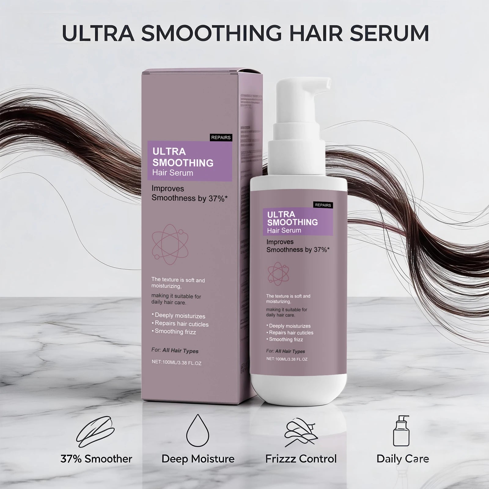 37% Smoothing Hair Serum for Dry & Frizzy Hair Anti-Frizz & Cuticle Repair Serum Prevent Hair Loss Reduce Breakage Hair Care Peaceful Pleasures Health and Wellness