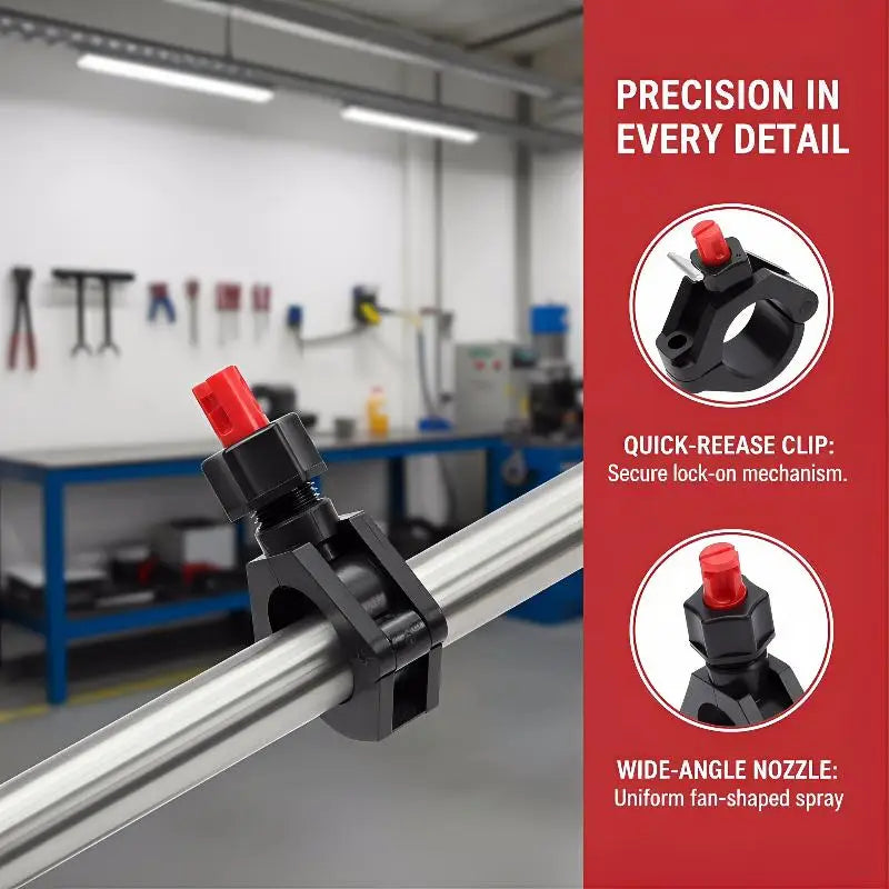 Quick Release Flat Fan Spray Nozzle – Wide Angle Wash Clamp