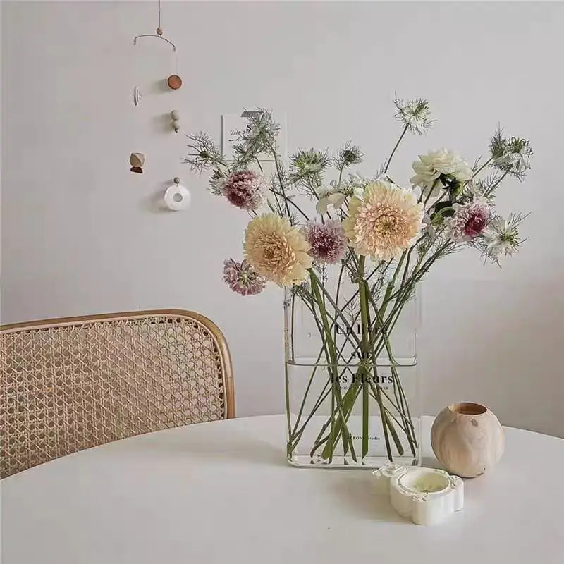 Clear Acrylic Book Vase for Flowers – Transparent Tabletop & Bookshelf Flower Vase, Modern Home Decor