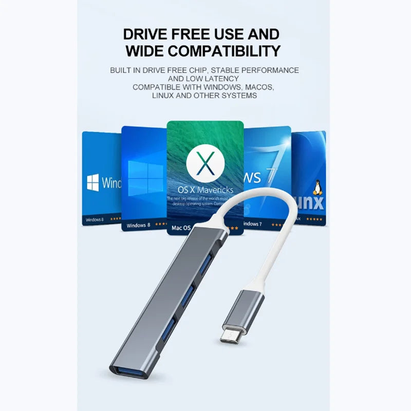 USB 3.0 4-Port Type-C Hub Splitter 5Gbps | PC & MacBook