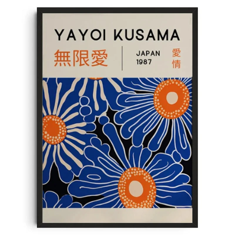 Abstract Yayoi Kusama Style Canvas Poster, Japanese Modern Art Mural Frameless Wall Art for Home Living Room Gallery Decor Peaceful Pleasures Health and Wellness DD027-28 40x50cm Unframed
