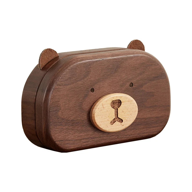 Solid Wood Bear Jewelry Boxes Small Exquisite Ring Necklace Storage Box Portable Jewelry Organizer Cute Home Desktop Decoration Peaceful Pleasures Health and Wellness