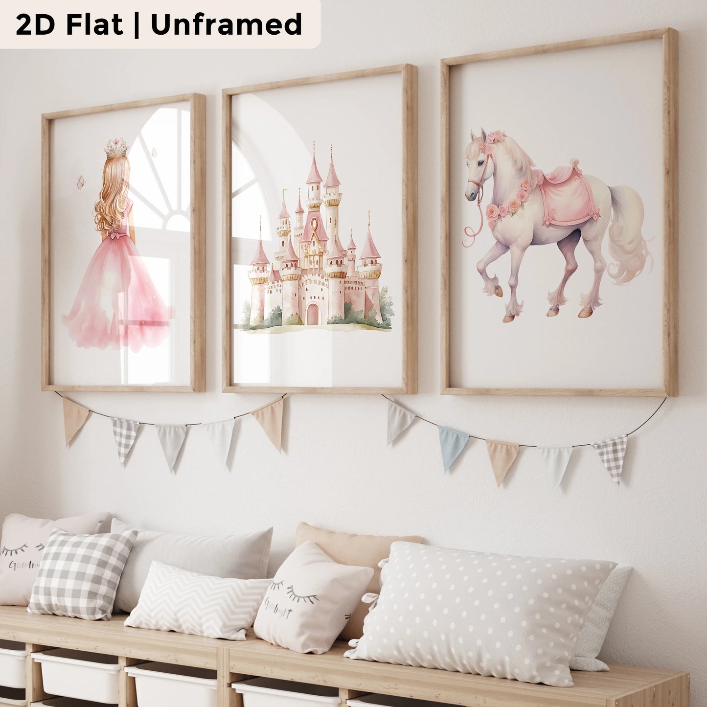 3-Piece Princess Castle Canvas Wall Art | Kids Bedroom Decor