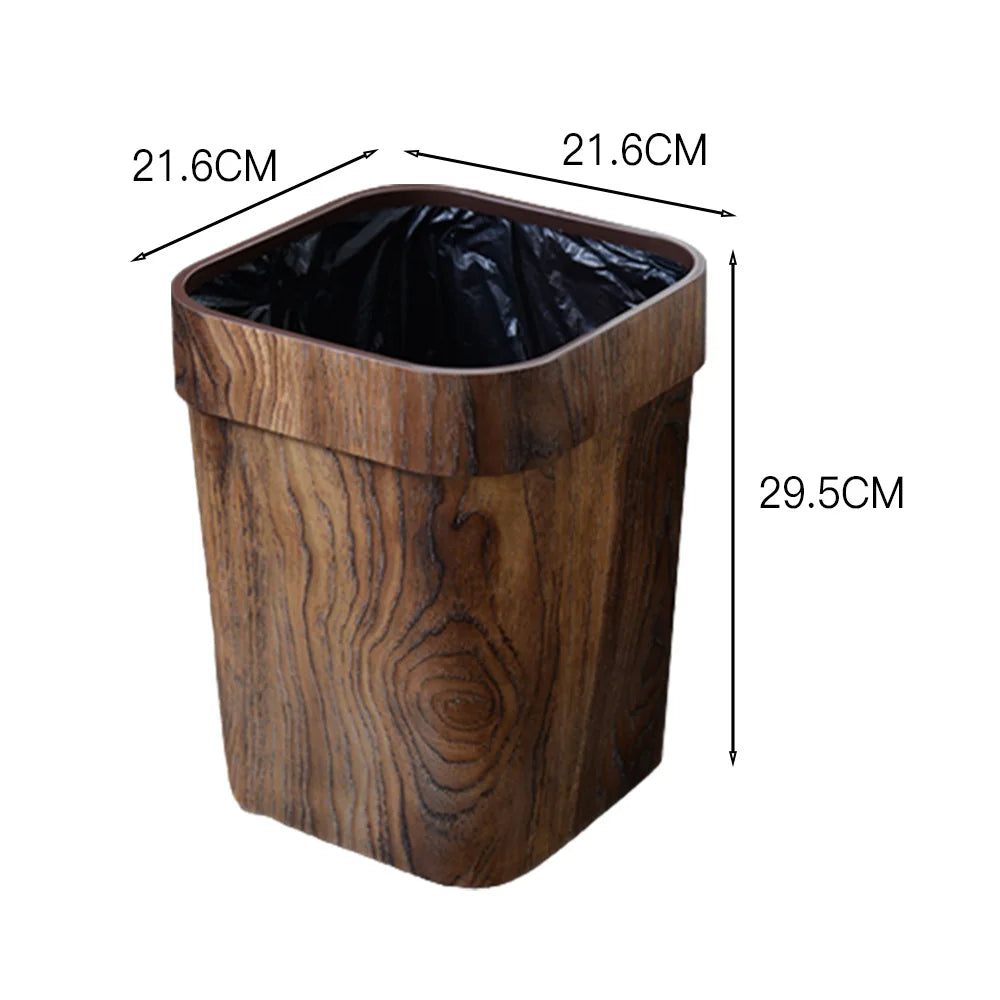 Retro Small Trash Can Stylish Imitated Solid Garbage Can Pail for Bathroom Bedroom Dorm College Peaceful Pleasures Health and Wellness