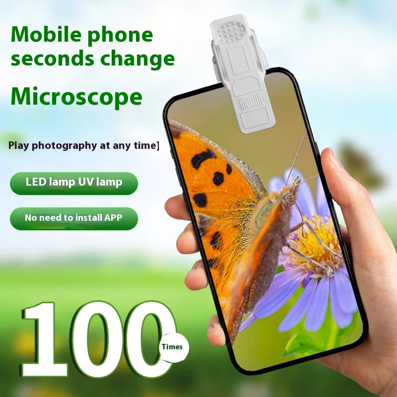 Mobile Phone Microscope 100X Purple Light Identification Electronic Peaceful Pleasures Health and Wellness