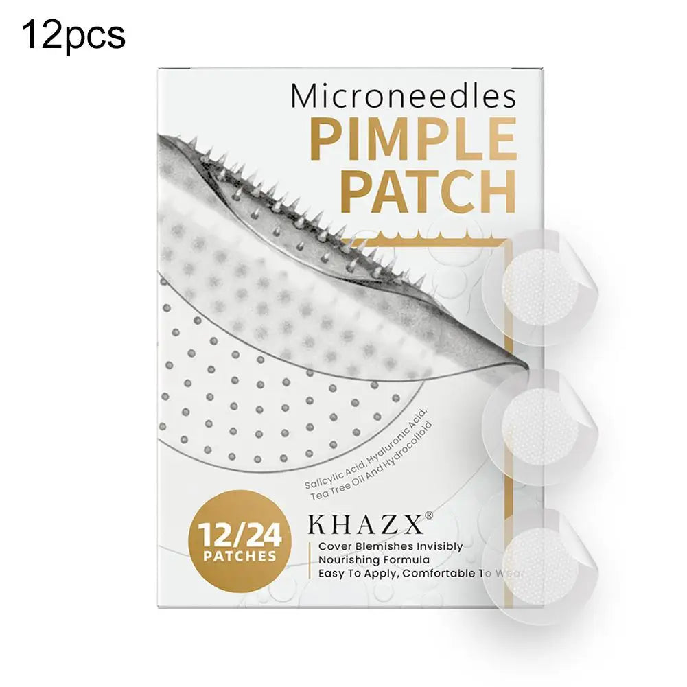 Hydrocolloid Micropoint Pimple Patches – 12/24 Invisible Acne Cover Patches with Micro Needles for Overnight Blemish Care Peaceful Pleasures Health and Wellness A-12pcs