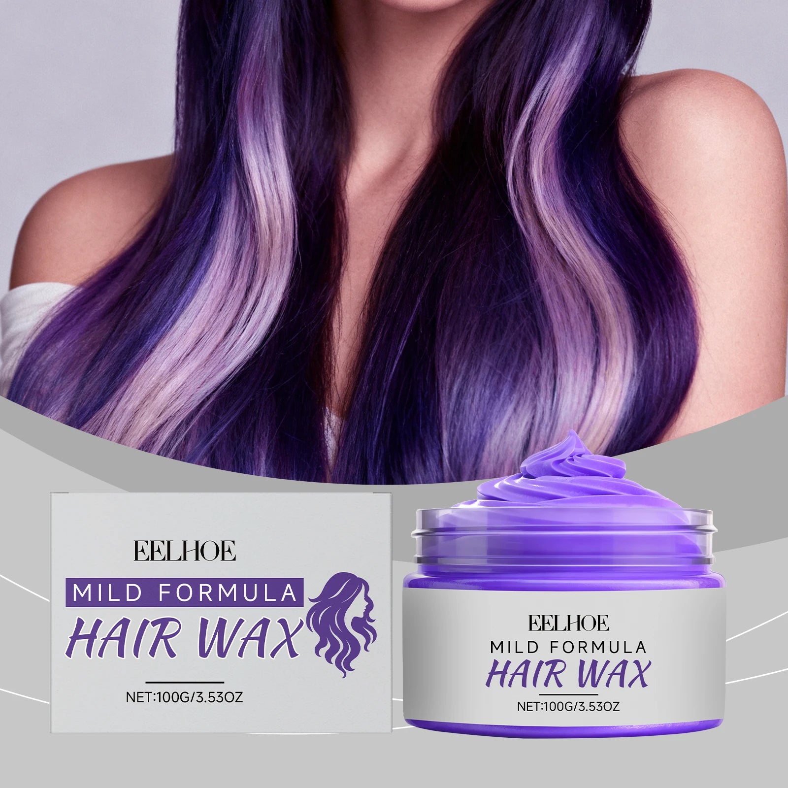 Eelhoe Purple Hair Wax – Instant Temporary Color, 100g Hair Color Wax Peaceful Pleasures Health and Wellness