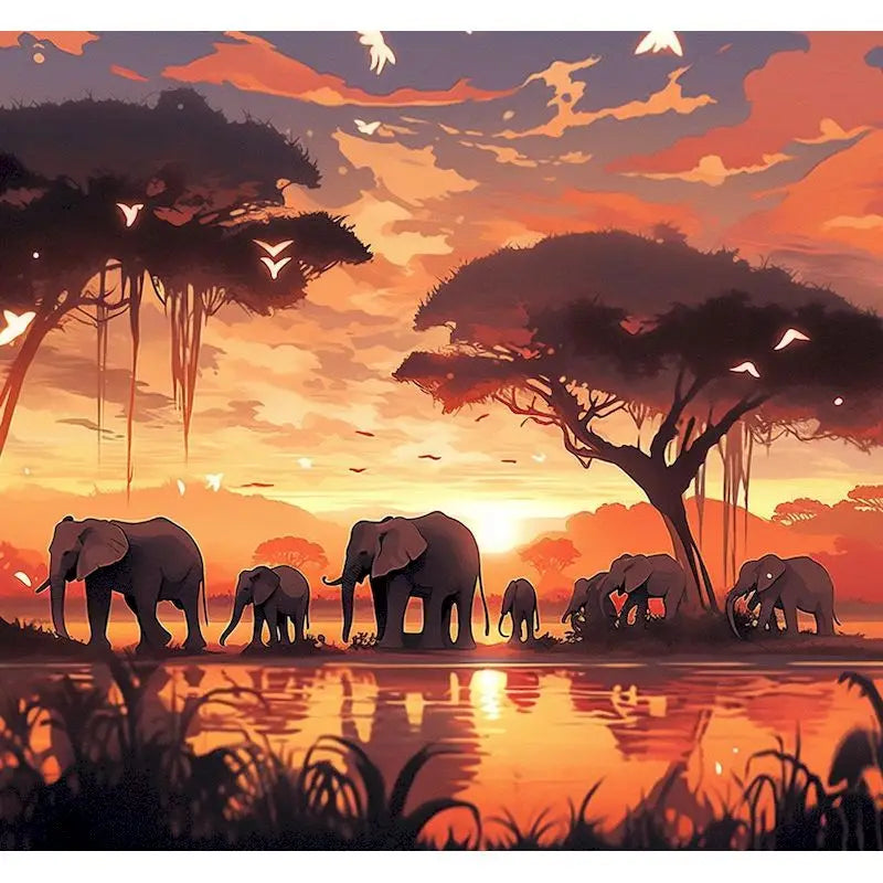 African Elephant Paint by Numbers Kit | 60×75cm Canvas Art