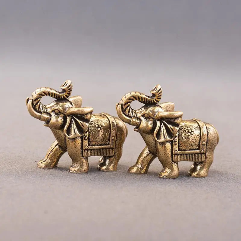 Brass Lucky Elephant Miniature Figurine | Antique Copper Statue