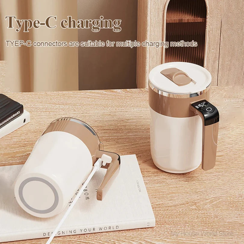 Self-Stirring Coffee Mug 400ml | Temperature Display & USB Charging