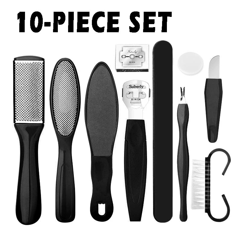 10-in-1 Stainless Steel Pedicure Set | Callus Remover Foot File