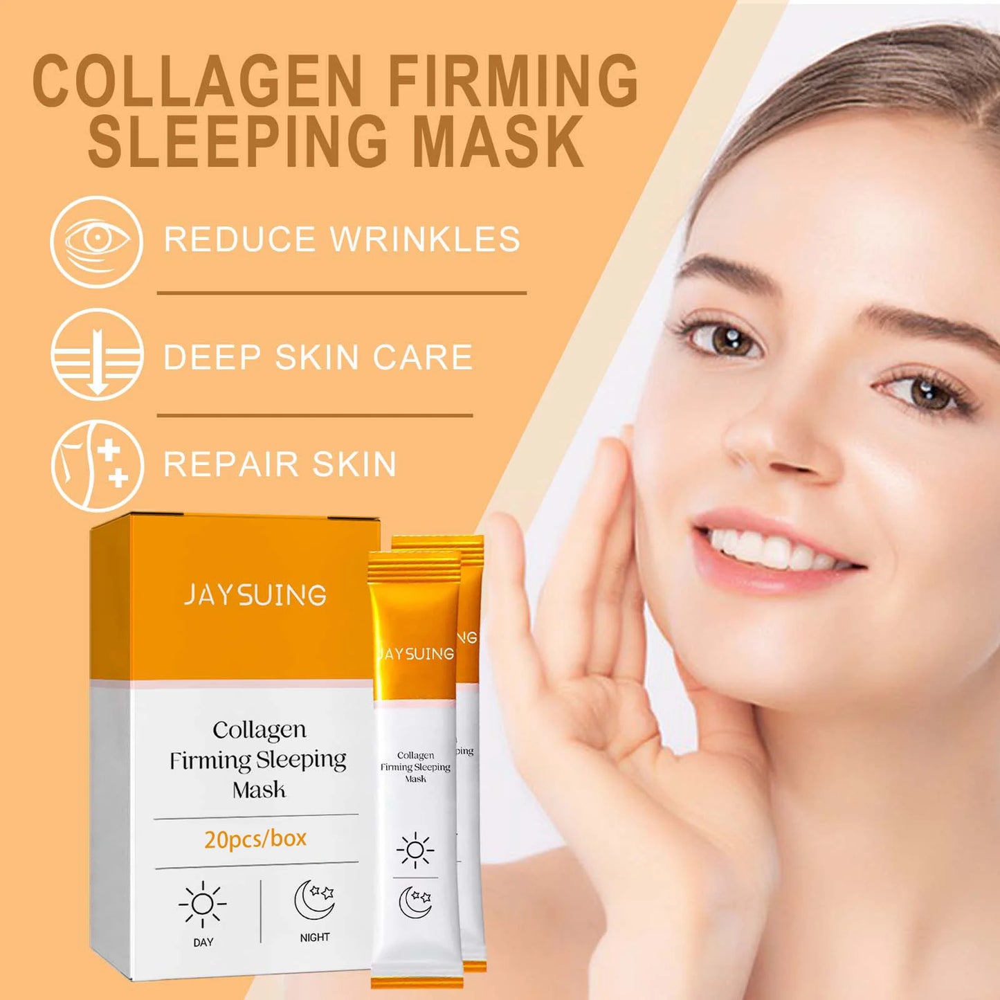 Collagen Moisturizing Sleep Facial Mask Hydration Smooth Skin Improve Dryness Softening Keratin Hyaluronic Acid Smear Face Mask Peaceful Pleasures Health and Wellness