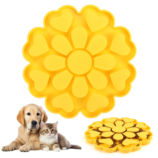 Pet Slow Feeder Bowl Licking Pad Lick Suction Cup Choke Proof Peaceful Pleasures Health and Wellness A Yellow