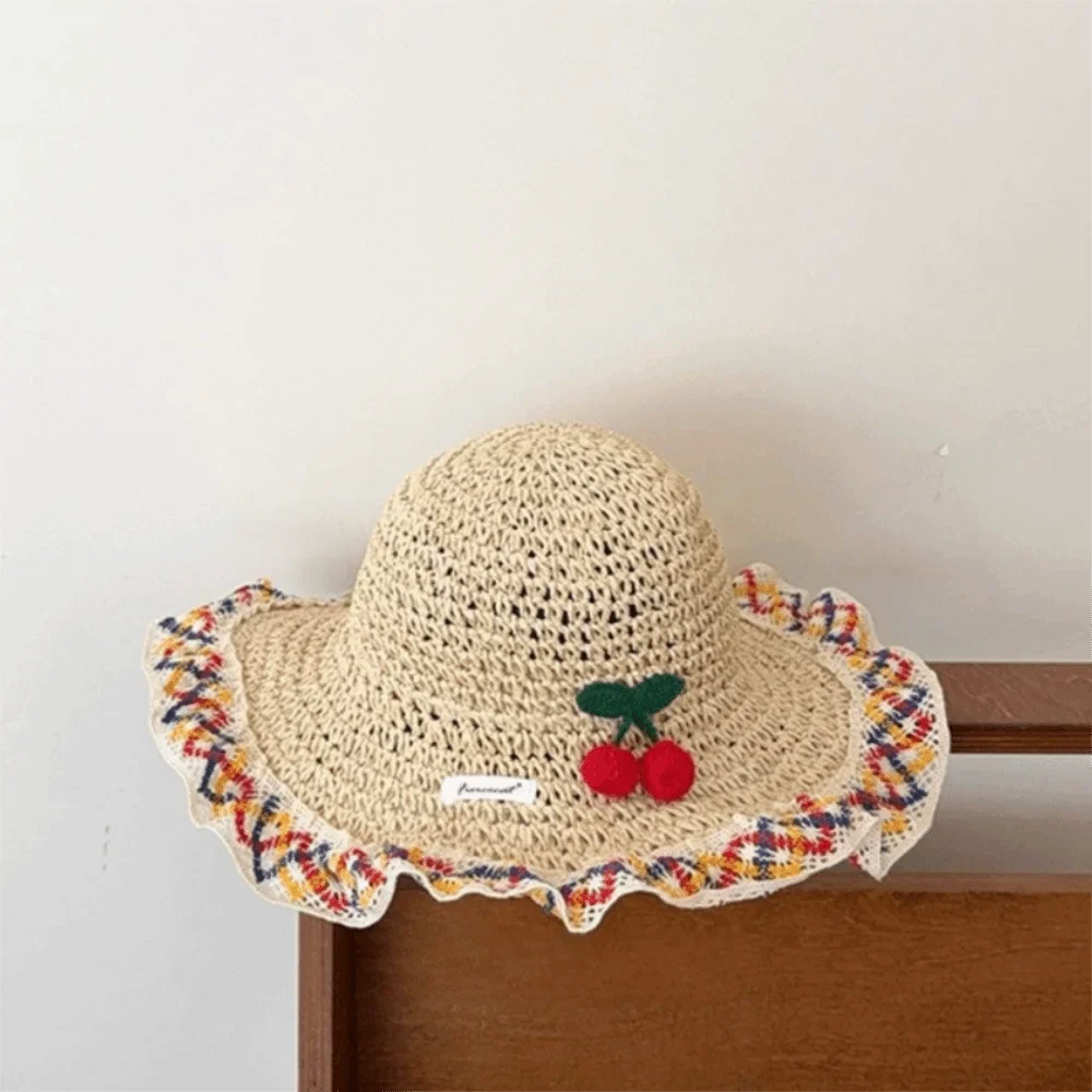 Wide Brim Straw Sun Hat – Floral Tie & Hollow Weave Women's