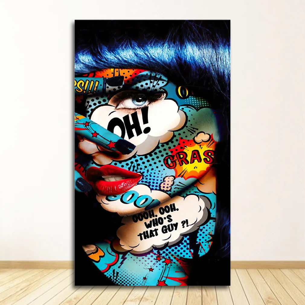 Graffiti Women Portrait Canvas Wall Art | Modern Unframed Poster Canvas Wall Art Peaceful Pleasures Health and Wellness