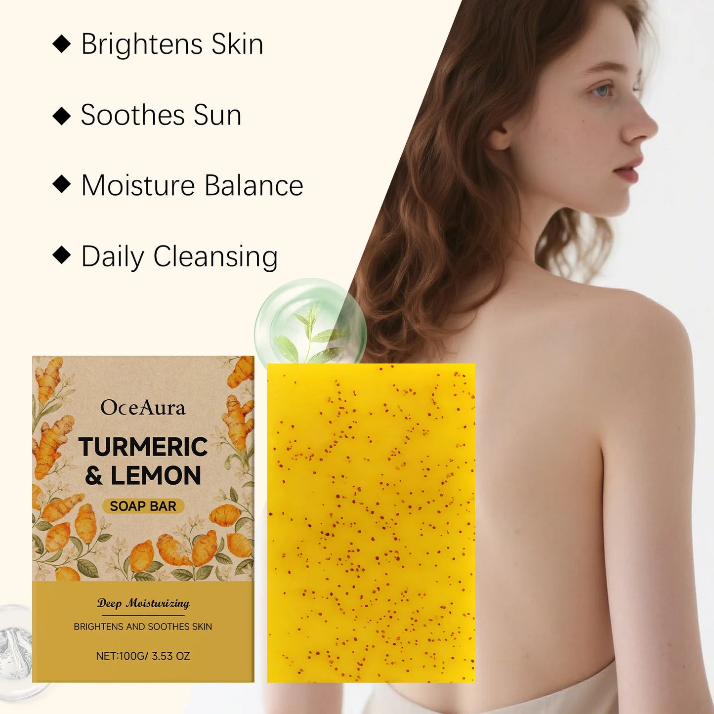 OceAura Turmeric Lemon Brightening Soap – Cleanse & Repair