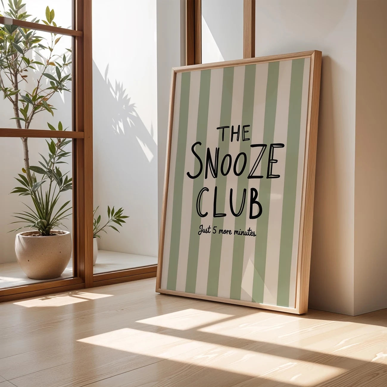 Retro Sleep Phrases Mint Green Stripe Canvas Wall Art Print