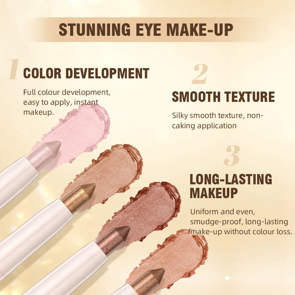 QIBEST Pearlescent Eyeshadow Stick Long Lasting Glitter Shimmer Nude Eye Shadow Pencil Makeup Highlighter Brighten Cosmetics Peaceful Pleasures Health and Wellness