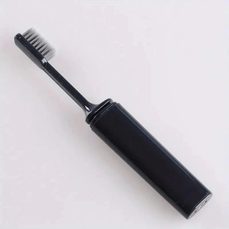 Folding Charcoal Travel Toothbrush – Compact & Portable Folding Travel Toothbrush Peaceful Pleasures Health and Wellness black
