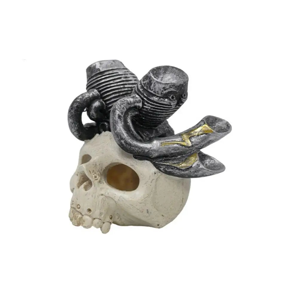 Funny Decorative Skull Head Ornament Simulation Resin Head Bone Model Realistic Skull Head Statue Landscape Peaceful Pleasures Health and Wellness skull