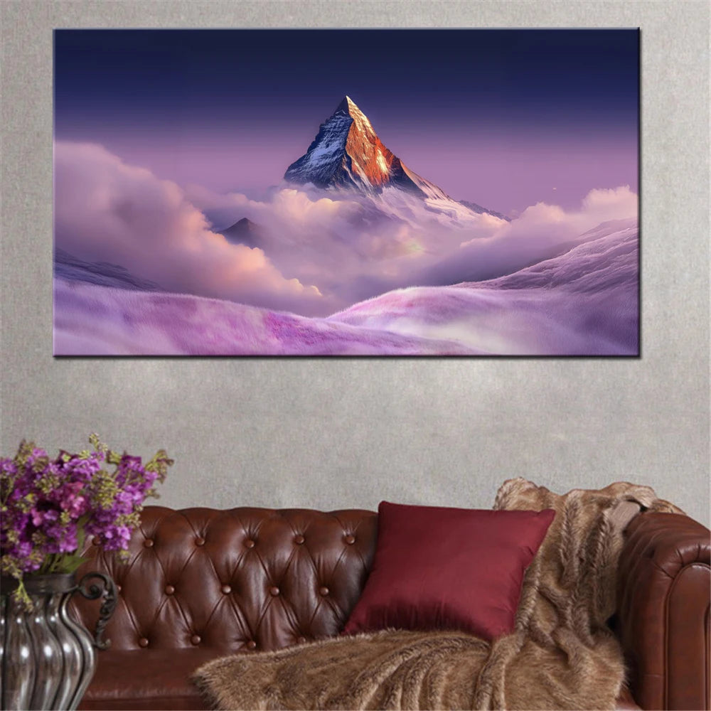 Mountain Peak Landscape Canvas Wall Art | Nature Print Decor