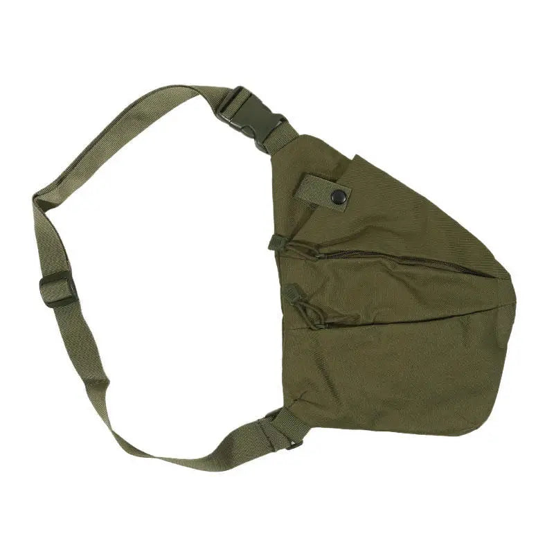 Outdoor Cycling Crossbody Bag Multi Functional Tactical Chest Bag Mountaineering Army Fans Chest Hanging Bag Men's Shoulder Bag Peaceful Pleasures Health and Wellness Green (left)