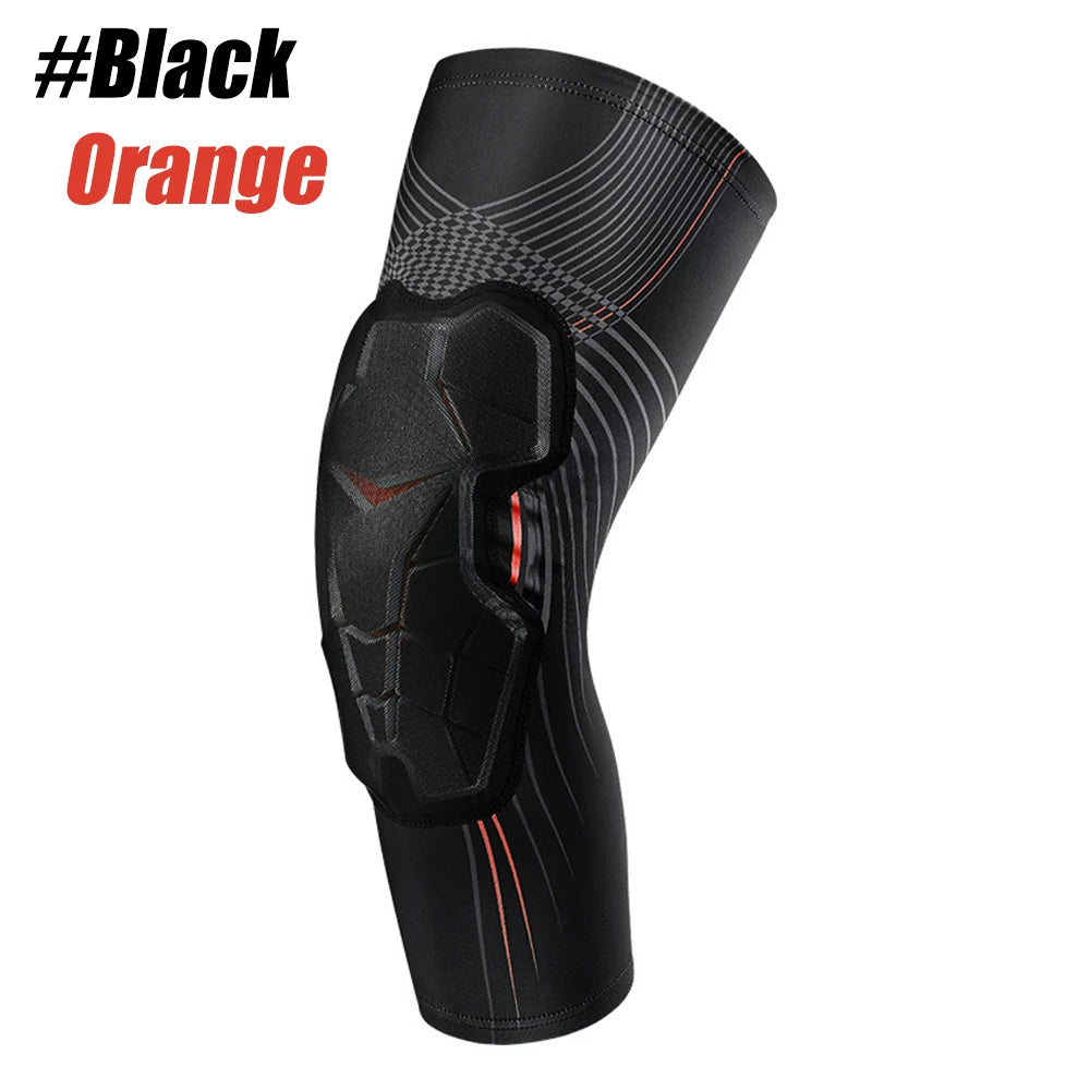 Padded Knee Brace Sleeve for Basketball, Volleyball & Sports Sports Knee Sleeve Peaceful Pleasures Health and Wellness Black Orange L