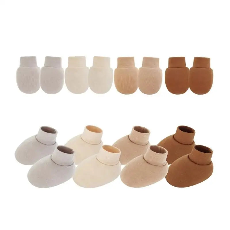 Baby Anti-Scratch Gloves & Socks 4-Set | Soft Cotton Newborn