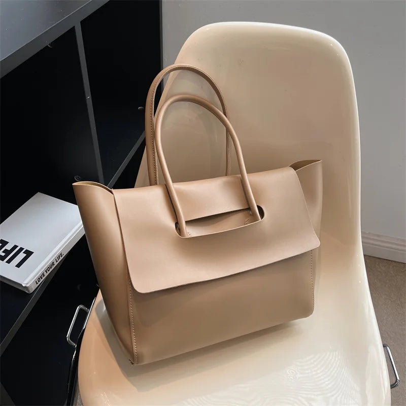 Korean Retro Tote Bag | Large Capacity Commuter Handbag Tote Handbag Peaceful Pleasures Health and Wellness Khaki