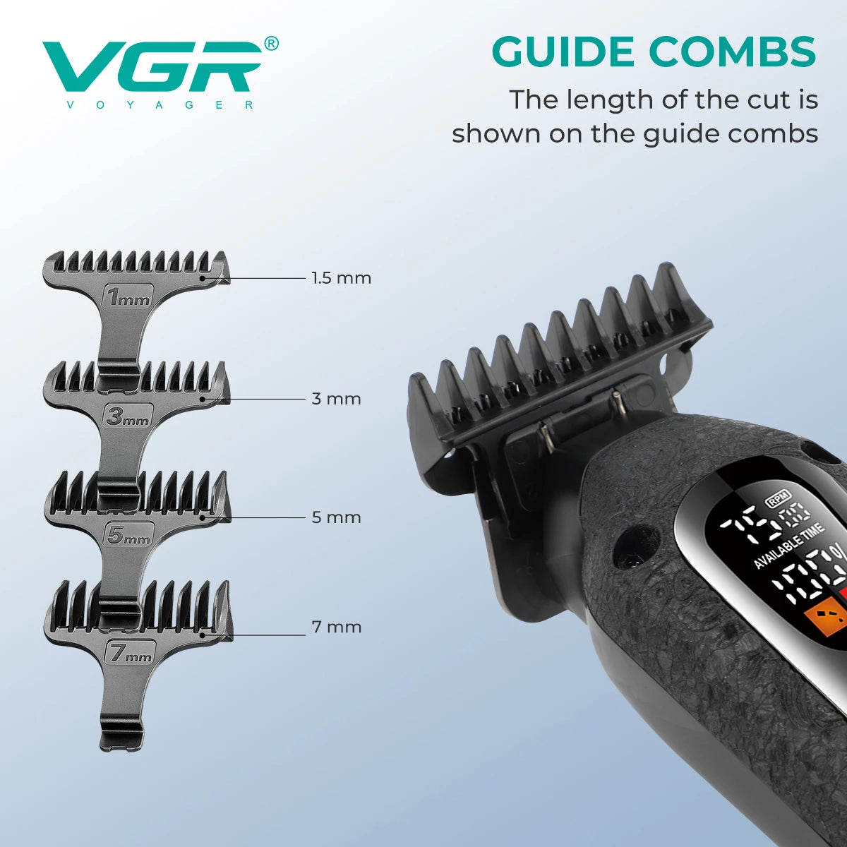 VGR Professional Electric Hair Clipper 7500 RPM High end Multi gear Adjustment Electric Push Scissor Embossed Body Trimme V-879T Peaceful Pleasures Health and Wellness