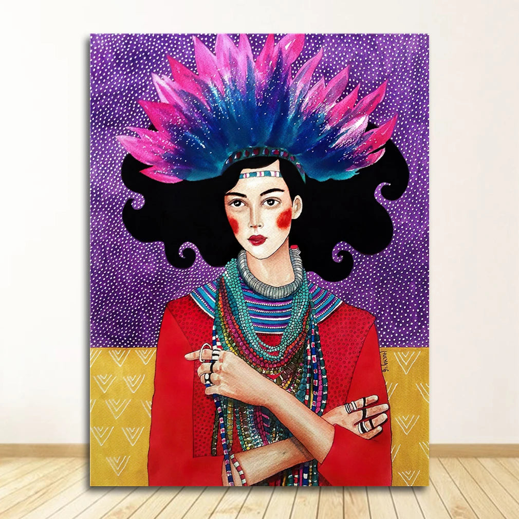 Nordic Characters Colorful Canvas Wall Art Print | Unframed Poster