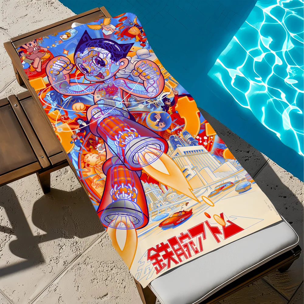 Cute Astro Boy Quick-Dry Beach Towel | Soft Pool & Travel Towel Quick-Dry Beach Towel Peaceful Pleasures Health and Wellness z6 STJ150x200CM