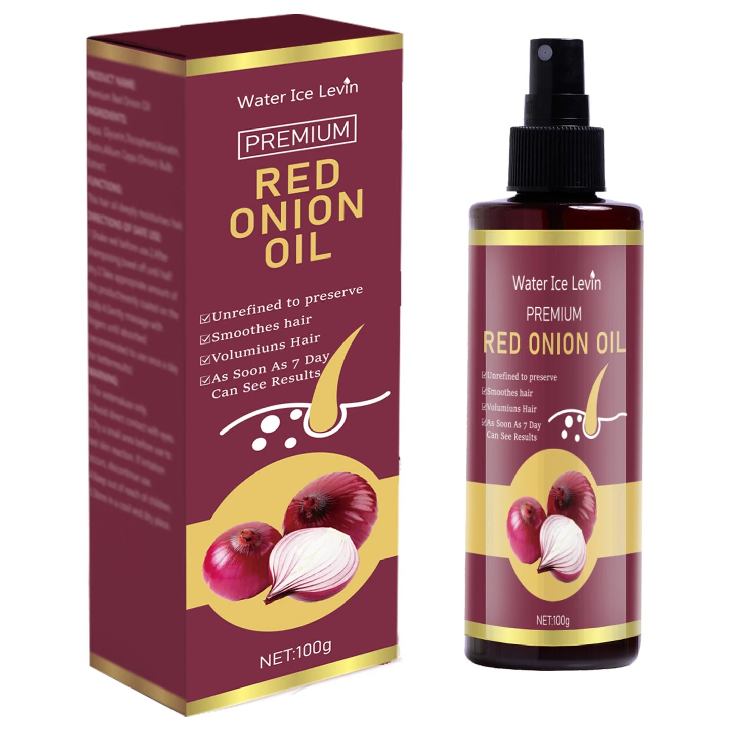 Red Onion Hair Oil – Moisturizing Essence for All Hair Types Hair Care Oil Peaceful Pleasures Health and Wellness 100g Box