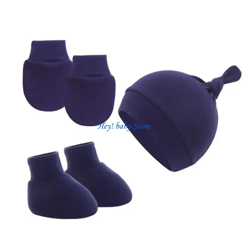 Newborn Baby Cotton Hat Mittens & Socks Set | 0-12 Months