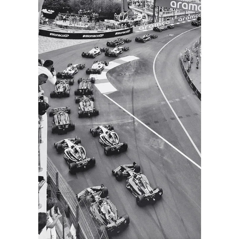 Black and White Famous Racing Sports Car Racer Photography Poster Printed Canvas Painting Wall Art Pictures Home Decor Gift Peaceful Pleasures Health and Wellness 6 20x30cm Unframed