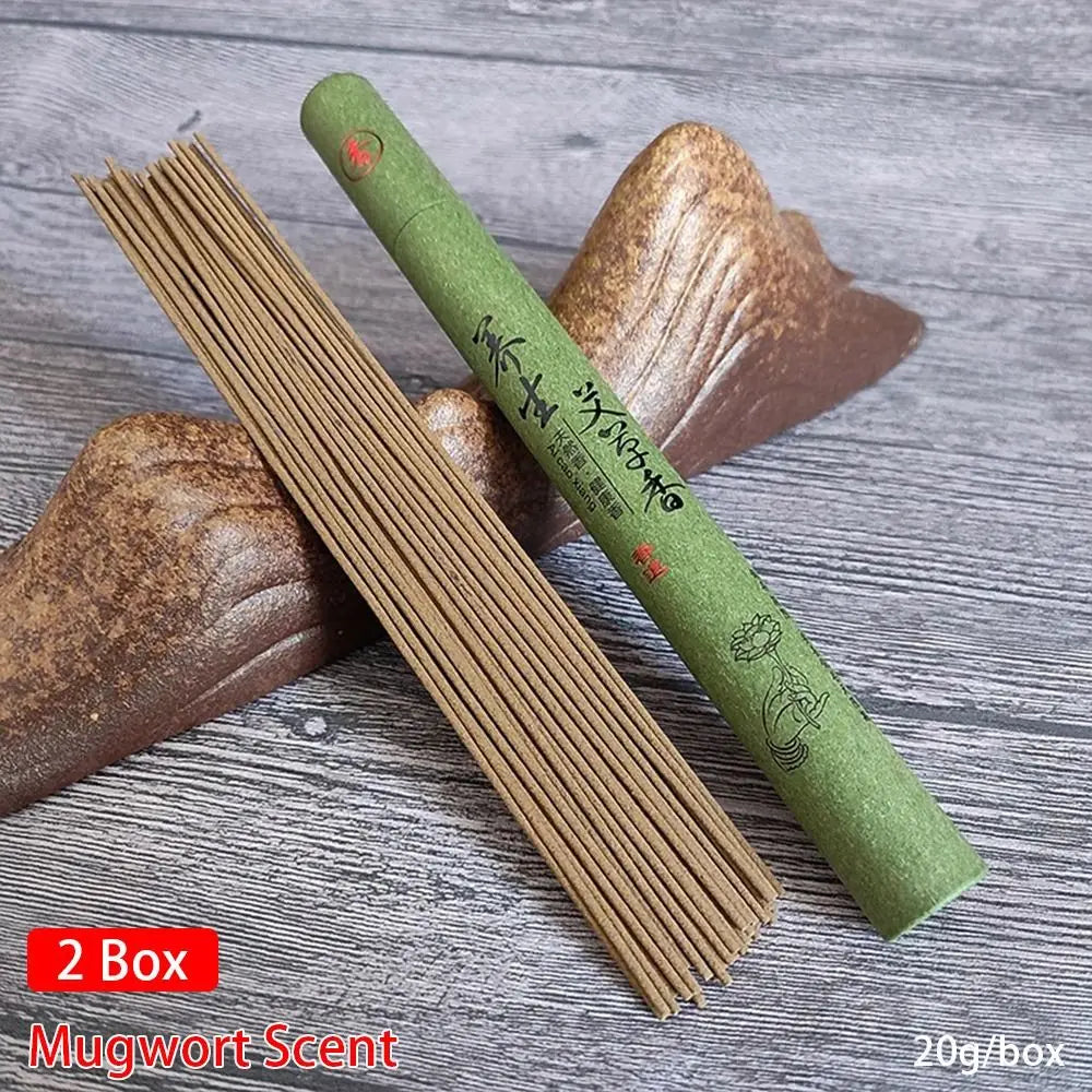 1/2Box Sandalwood Mugwort Scent Incense Stick Tranquilize Mind Home Office Bedroom Refreshing Scent Natural Sleeping Aiding Peaceful Pleasures Health and Wellness 2 Box Mugwort Scent