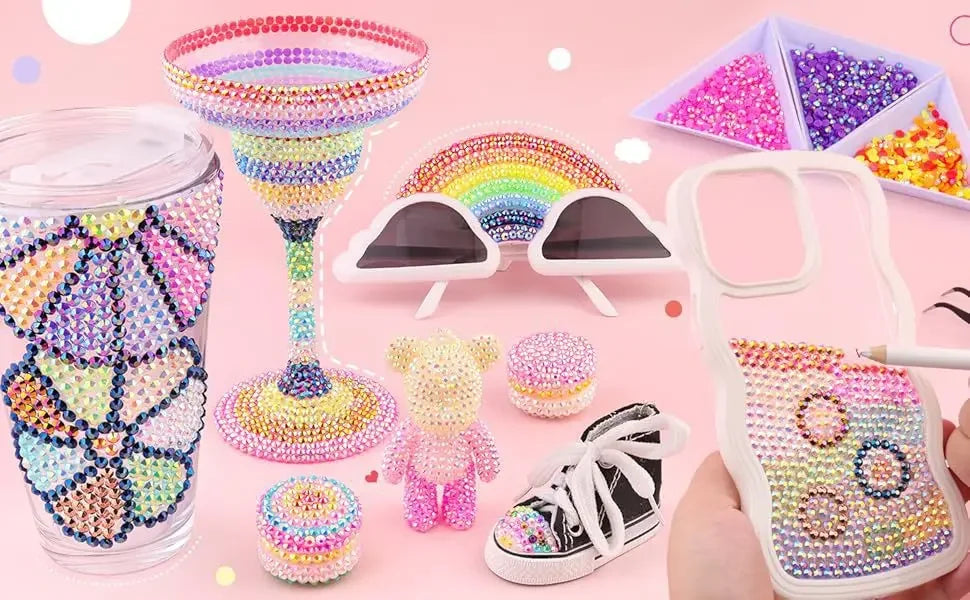 24-Color Jelly Glitter Resin Rhinestones Crystal Nail Gems + Glue
