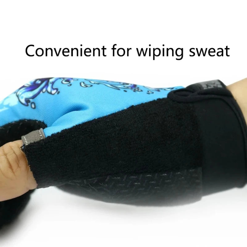 Fishing Flina Gloves for Men and Women Three Fingers Exposed Spring and Summer Breathable Thin Sports Anti-slip Gloves Peaceful Pleasures Health and Wellness