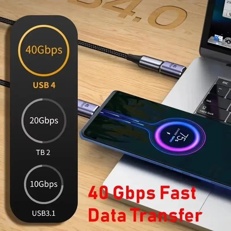 USB4 40Gbps 90° Type-C Adapter | 100W PD & 8K 60Hz