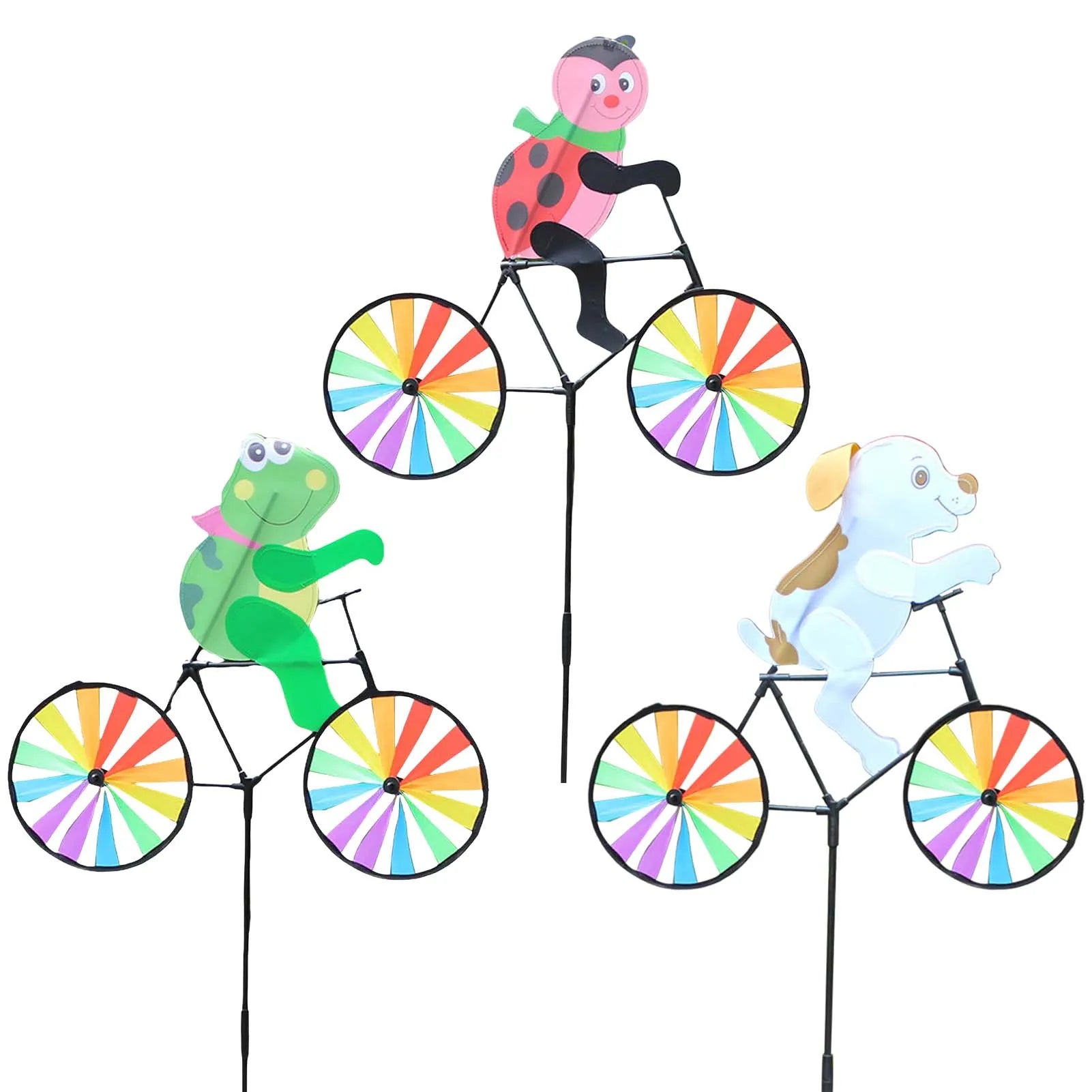 Cute 3D Animal on Bike Windmill Garden Lawn Yard Decor Wind Spinner for Holiday Garden Decoration Peaceful Pleasures Health and Wellness