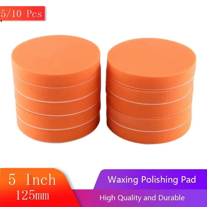 Orange Car Polishing Pads 5" & 6" Foam Buffing Waxing Kit