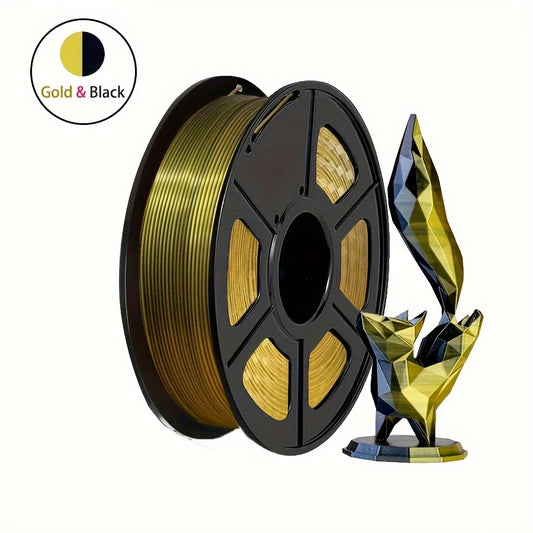 Silk Dual Color PLA Filament 1.75mm Black Gold Bicolor 250g